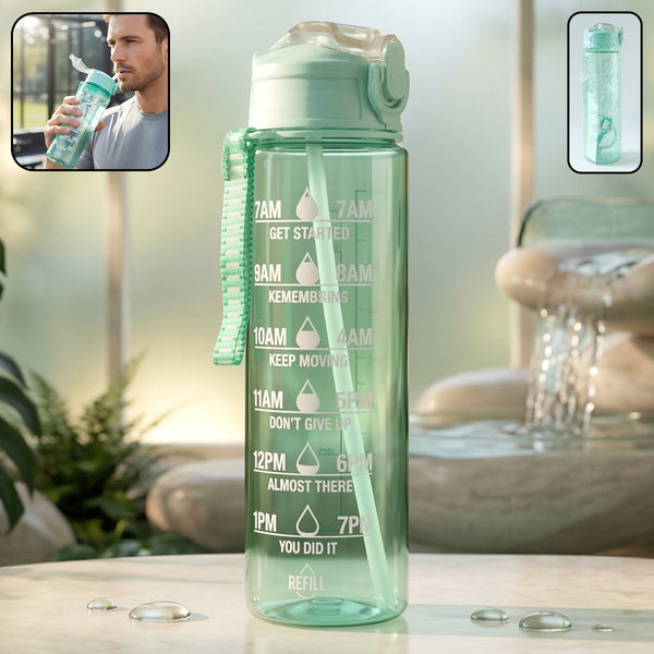 Motivational Water Bottle with Time Marker and Flip Top Lid (900 ML)