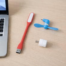 3 in 1 USB LED light mini fan OTG adapter combo