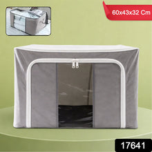 Foldable Steel Frame Clothes Storage Organizer Bag 60x43x32cm (Mix Color)