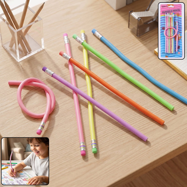 Flexible Bendable Pencils with Eraser - 7 piece set main view
