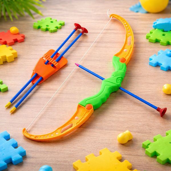 Plastic Archery Bow Arrow Toy Set with single knife and 3pc Arrow and Target Board
