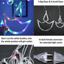 Multicolor 12 Diya Curtain String Lights (Multi Color)