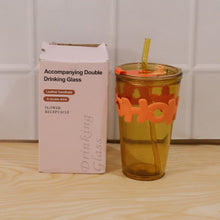 stylish glass tumbler with straw