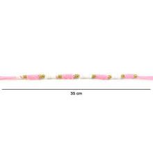 Cute Pink White Thread Rakhi for Brother with Golden Beads (1 Pc)