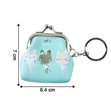 Cute Cartoon Cat Printed Mini Coin Purse Keychain (1 Pc)
