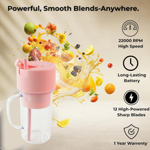 Portable Crusher Juicer With Handle & Straw, USB Rechargeable Multi Blades (420 ML)
