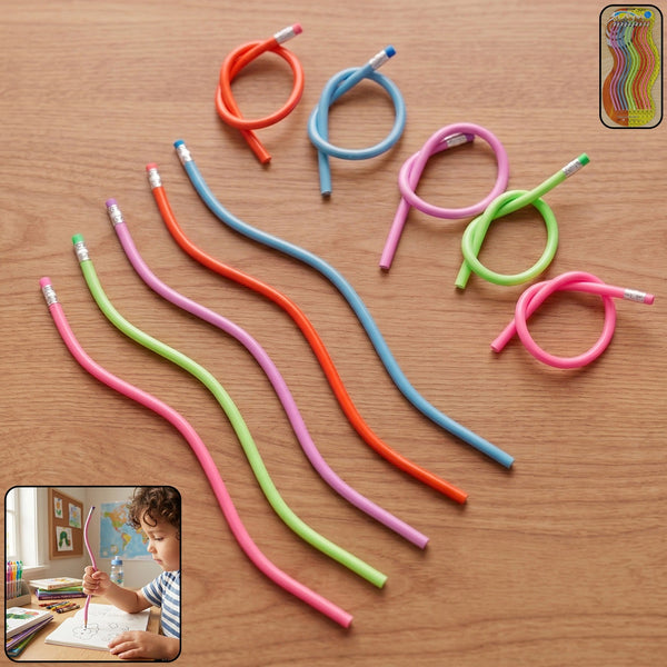 Flexible Bendy Soft Pencils with Eraser – 10 Pc
