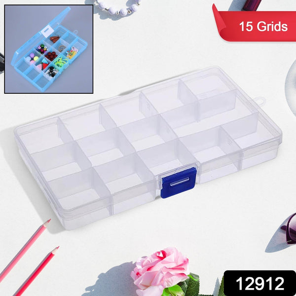 Clear plastic jewellery box 15 compartments for earrings rings and beads India