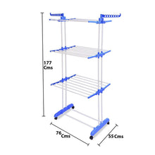 3 Layer Foldable Clothes Drying Stand Rack with Wheels (1 Pc)