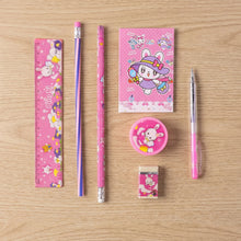 7-In-1 Cute Pink Stationery Set with Ruler, Pencil, Eraser, Pen, Notebook, Sharpener
