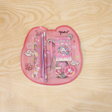 7-In-1 Cute Pink Stationery Set with Ruler, Pencil, Eraser, Pen, Notebook, Sharpener