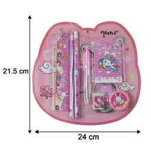 7-In-1 Cute Pink Stationery Set with Ruler, Pencil, Eraser, Pen, Notebook, Sharpener