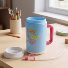 Big Plastic Insulated Mug With Straw (1 Pc, 709 ML)