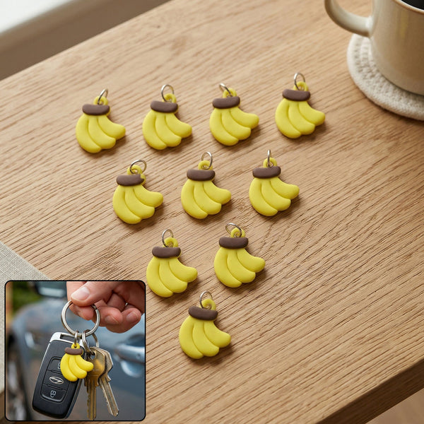 Cute Banana Shape Bag Charm Keychain Set (10 Pc)