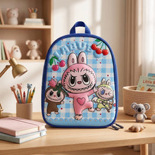 Labubu Gingham Print EVA Kids School Bag
