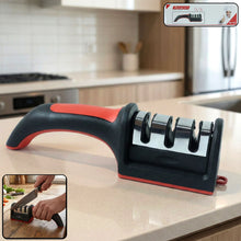 Manual Red & Black Knife Sharpener – 3-Stage Tool for Ceramic & Steel Knives