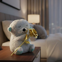 Teddy Bear with Artificial Golden Rose Flower Gift Set (2 Pc)