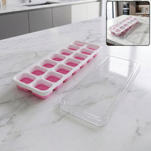 Multipurpose Plastic Ice Cube Tray With Lid (1 Pc, 14 Gride / Pink)