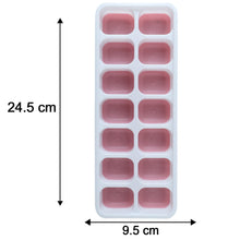 Multipurpose Plastic Ice Cube Tray With Lid (1 Pc, 14 Gride / Pink)