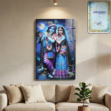 Divine Radha Krishna Full Moon Artistic Wall Frame (1 Pc, 89x58 Cm)