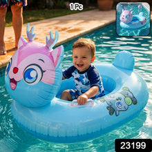 cartoon animal swim ring kids pool float safety handle