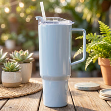 durable plastic travel mug with handle lid