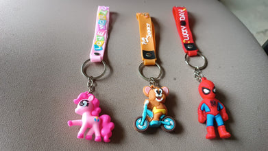 Cute Cartoon Silicone 3D Key Chain with Metal Hook & Strap (Pack of 1)