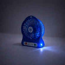 Portable Rechargeable Mini Table Fan With LED Light And Battery (1 Pc)