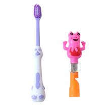 Kids Cartoon Spring Frog Toy With Toothbrush Set (2 Pc Set)