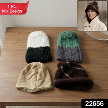 Winter Warm Woolen Beanie Cap for Men & Women (1 Pc, Mix Desin)