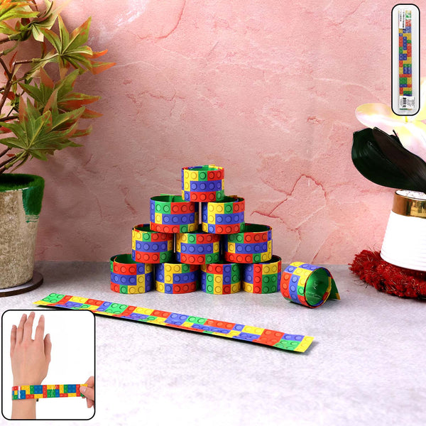 Colorful Snap Slap Bracelet Toy (12 Pc Set )